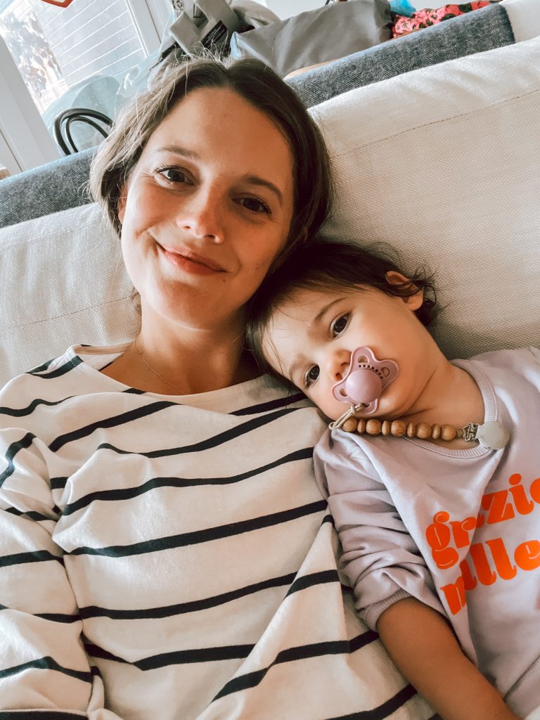 Mom and daughter snuggling