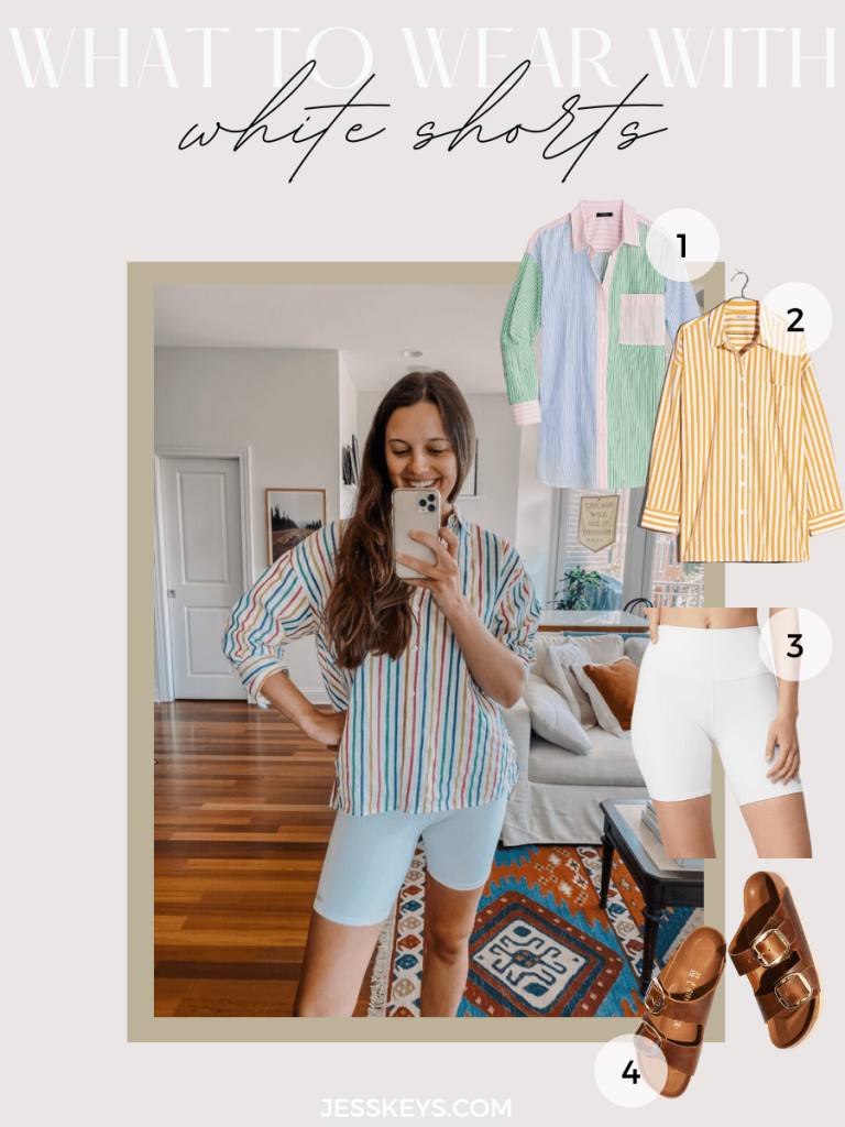 Pinstripes and White Biker Shorts Outfit