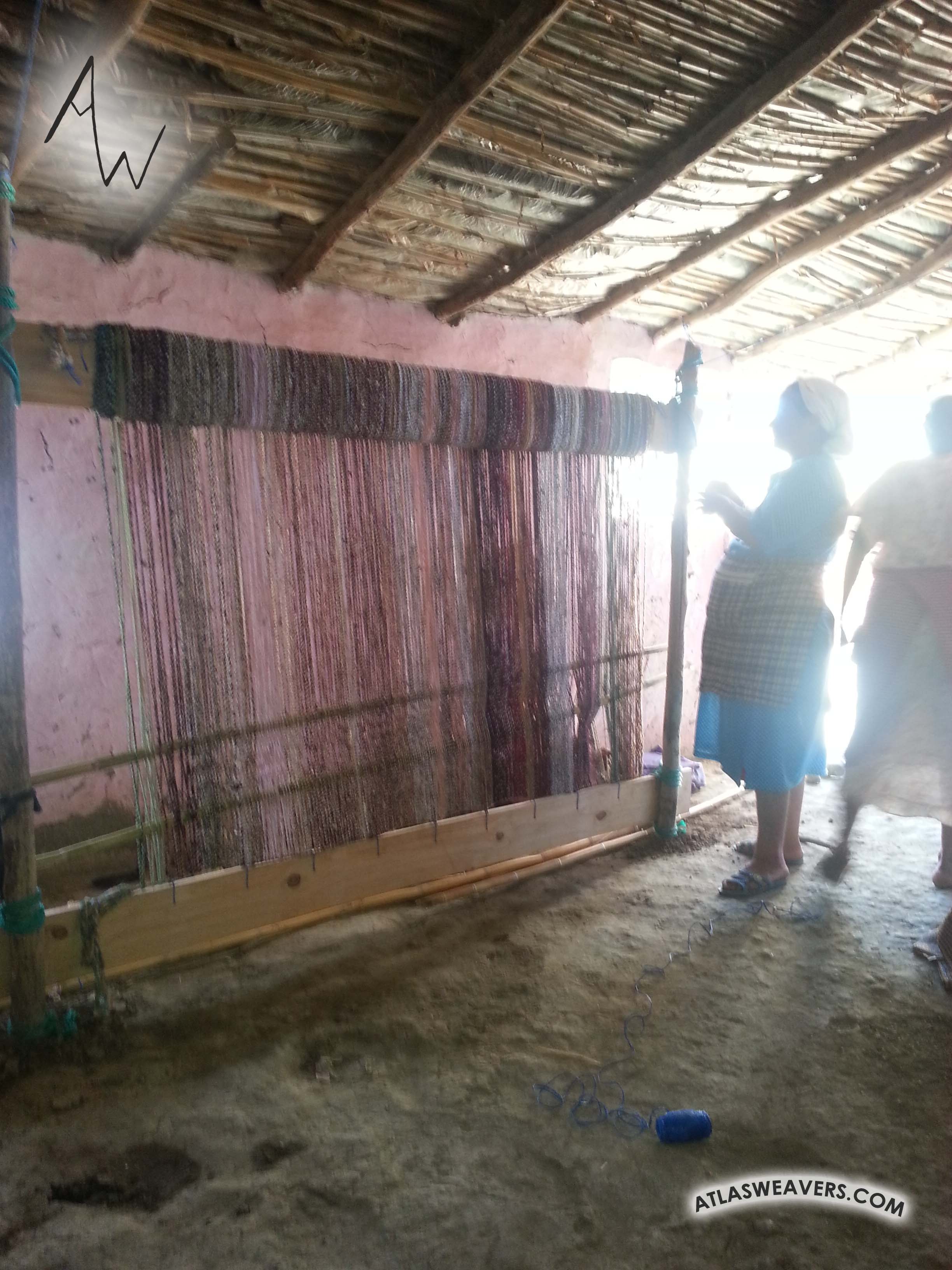 The making of a Moroccan Atlas Weavers rug in the traditional Berber style 