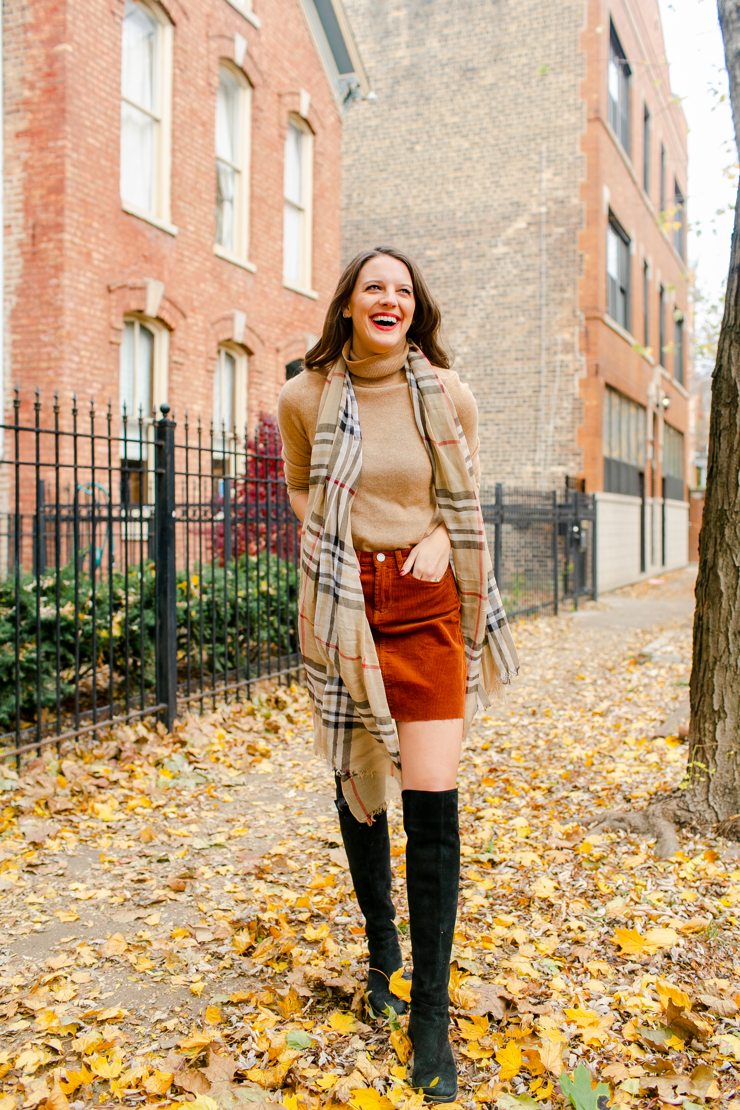 Skirt outfit for fall