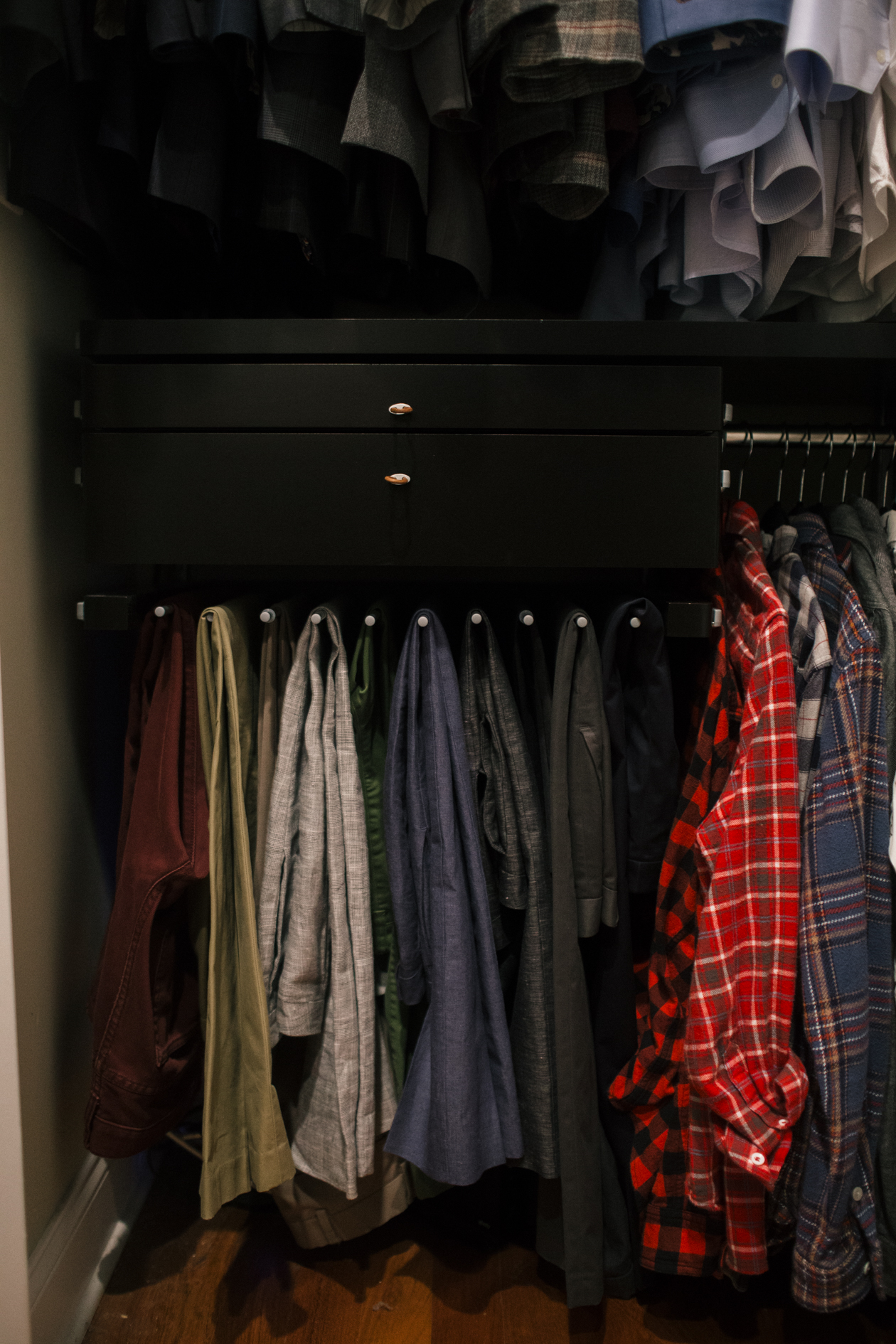 Shelving for bulkier sweaters and out of season items