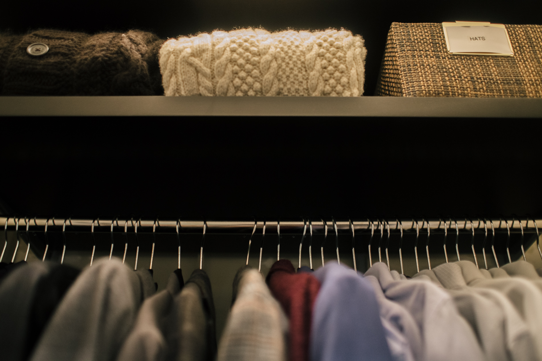 Shelving for bulkier sweaters and out of season items