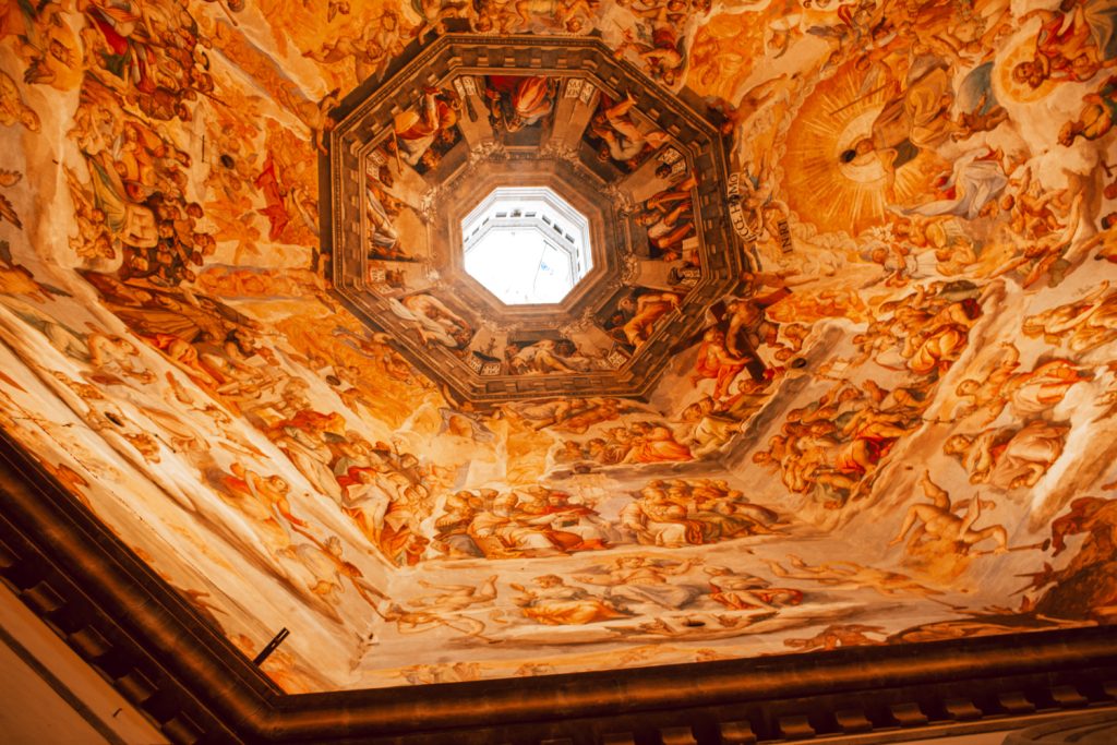 frescos on the ceiling of the duomo 