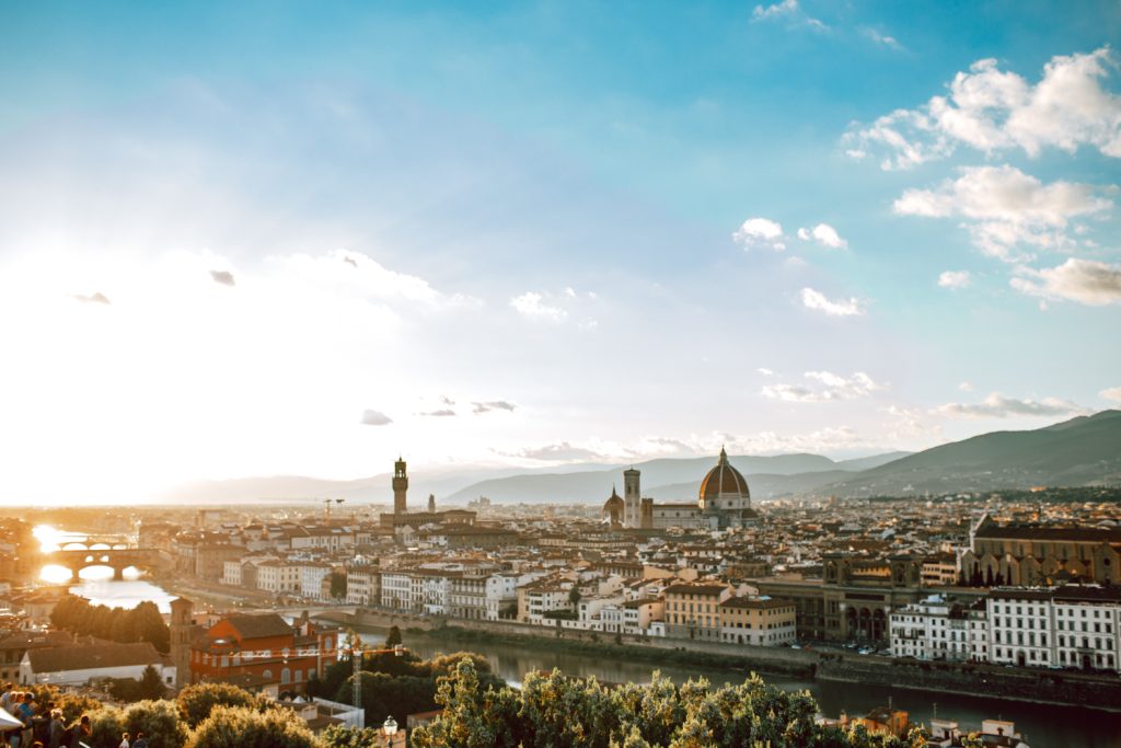 view from Piazza Michelangelo at sunset