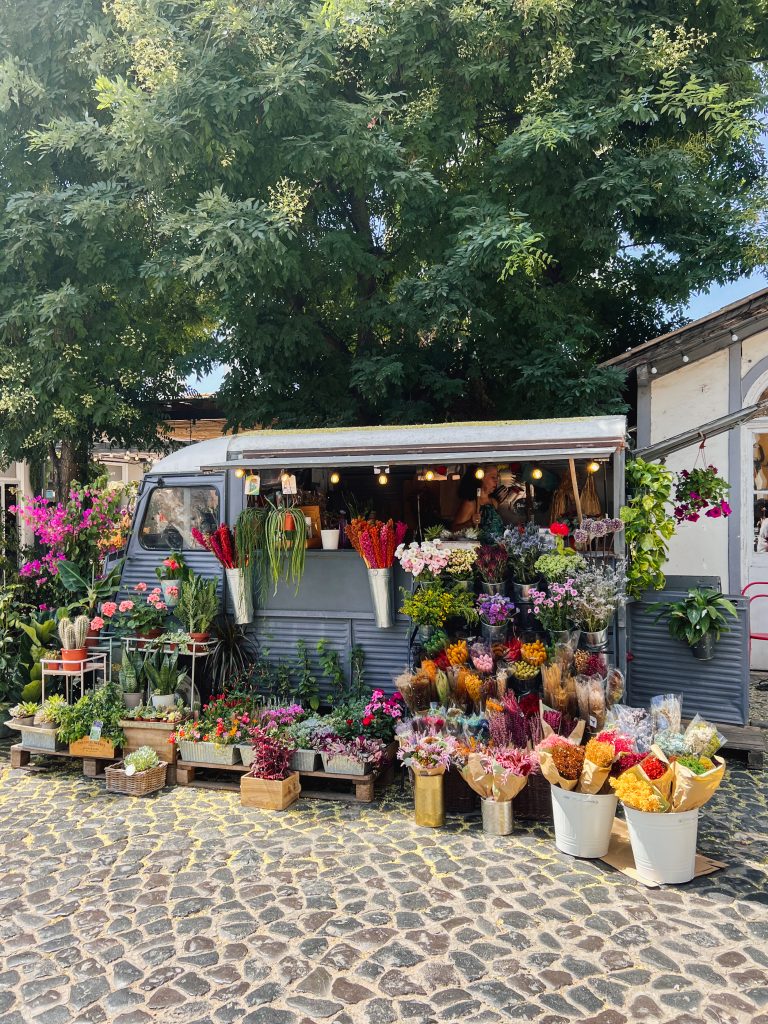 Cute flower cart at LX Factory | Lisbon Portugal Guide