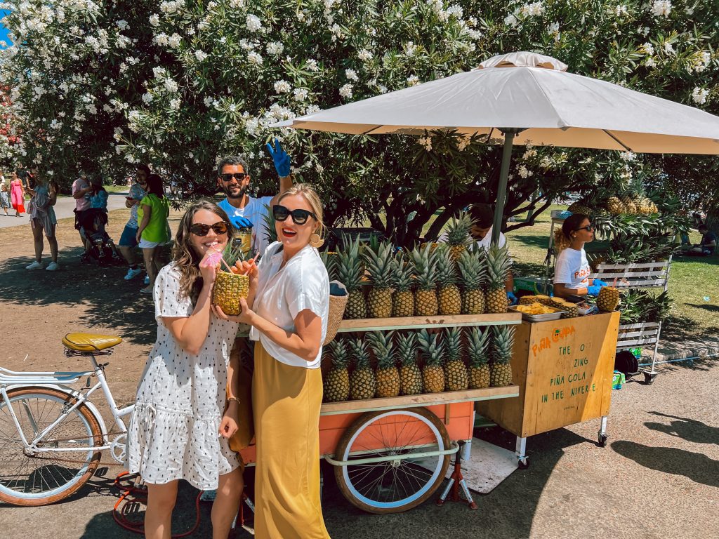 Sexy Pineapple stand outside Belem Tower