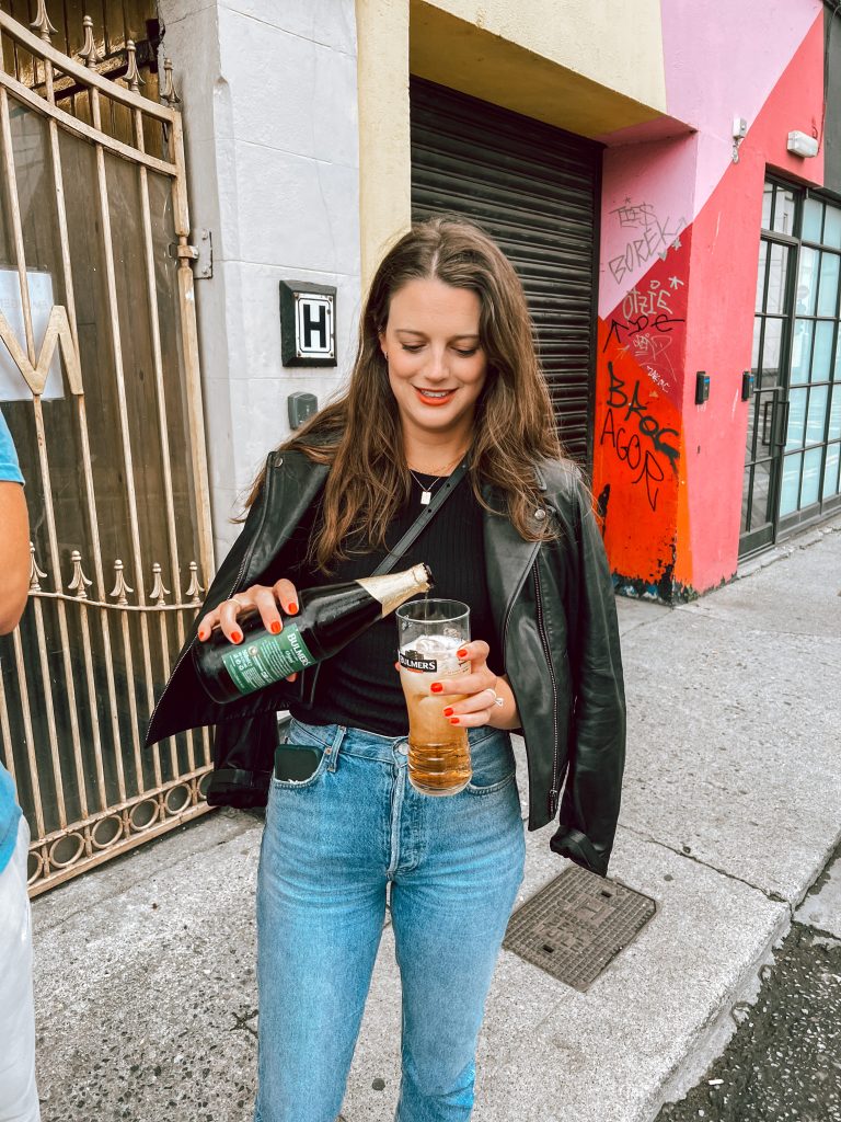 Leather jacket and jeans outfit