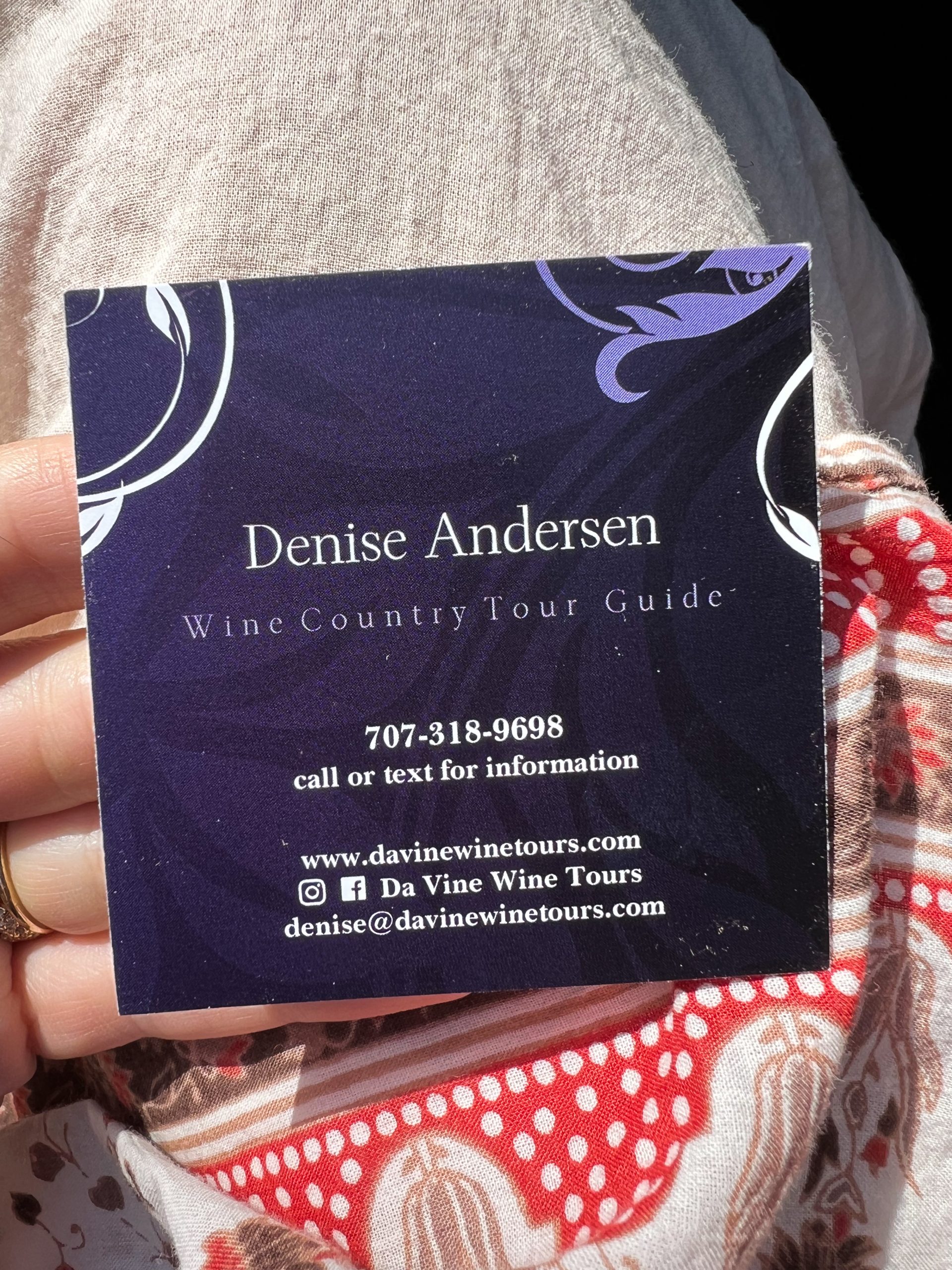 Denise Andersen wine country tour guide