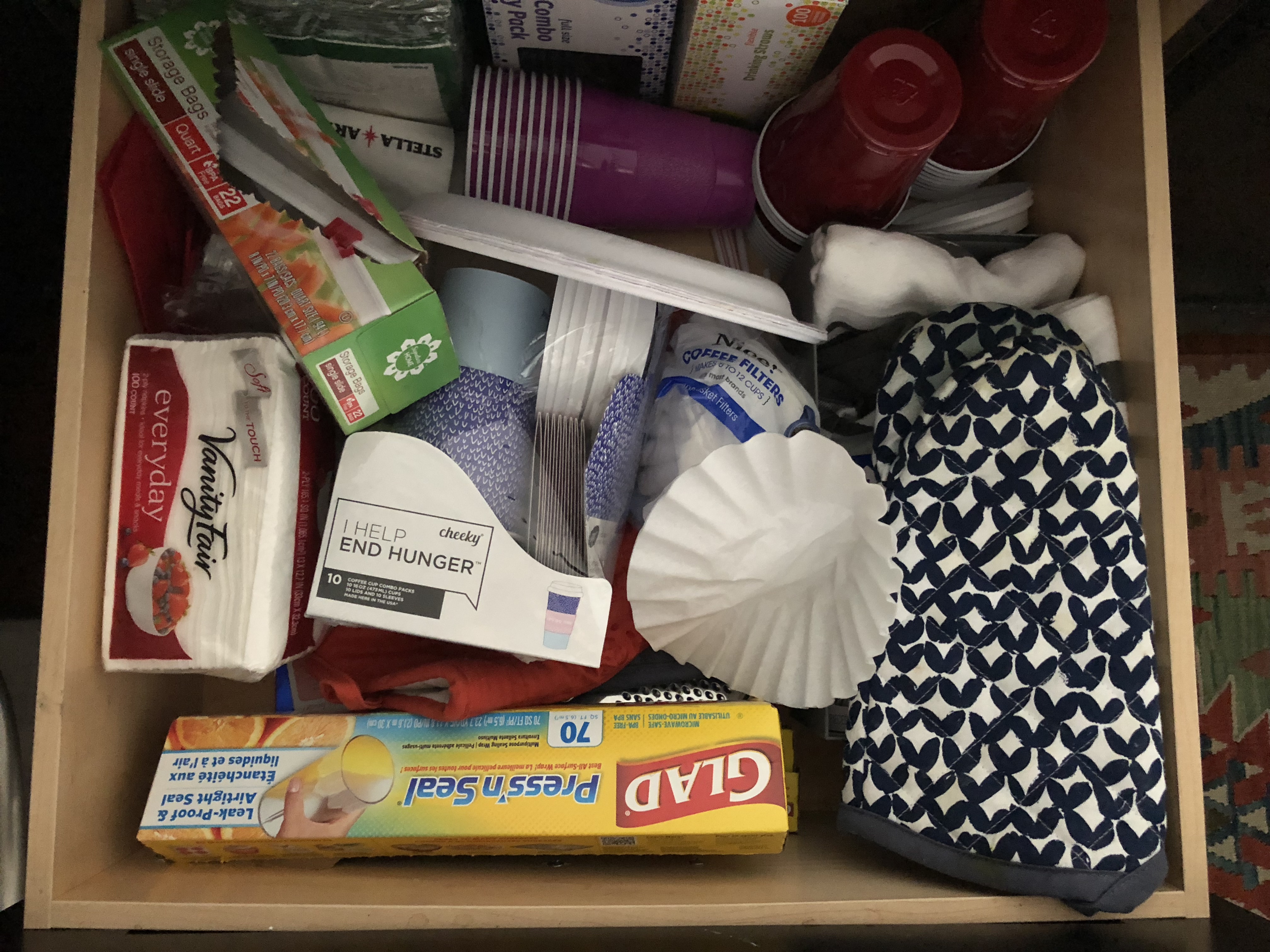 messy drawers before organization