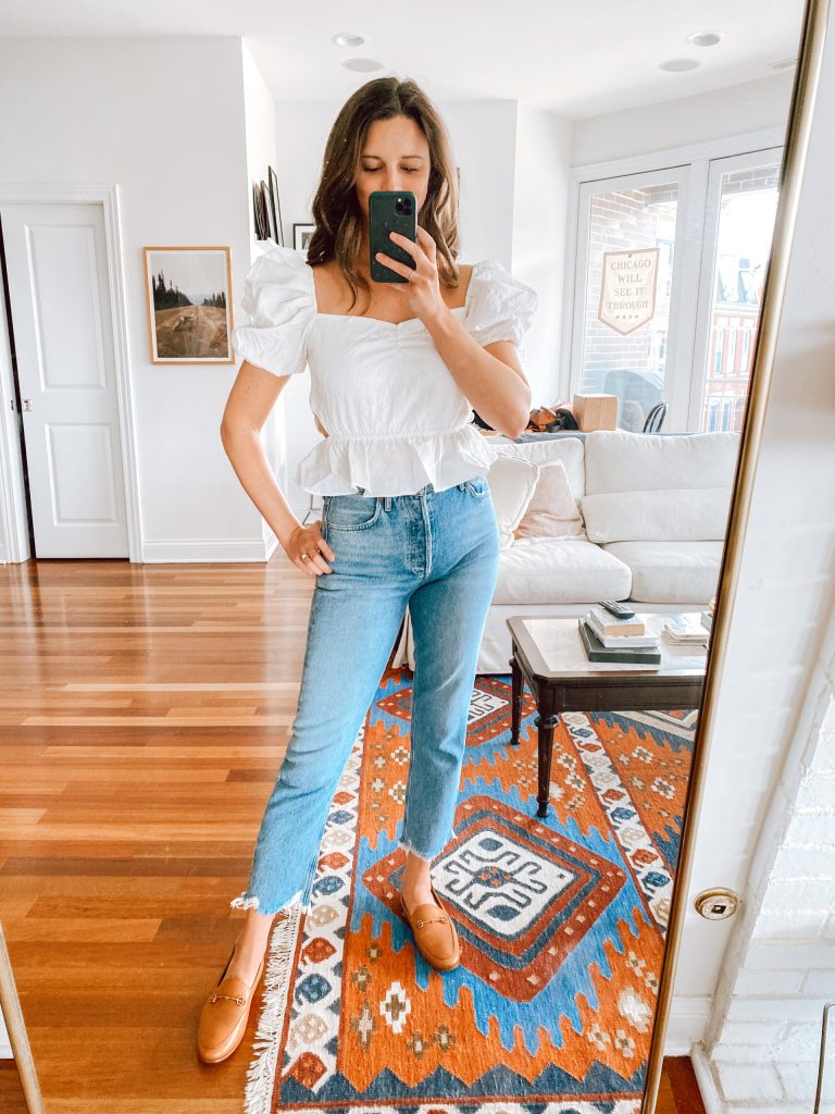 White Peplum and Denim