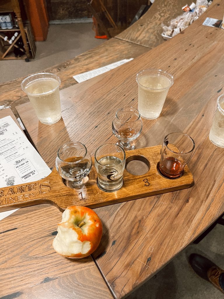 Cider tasting flight at Crane's Pie Pantry 