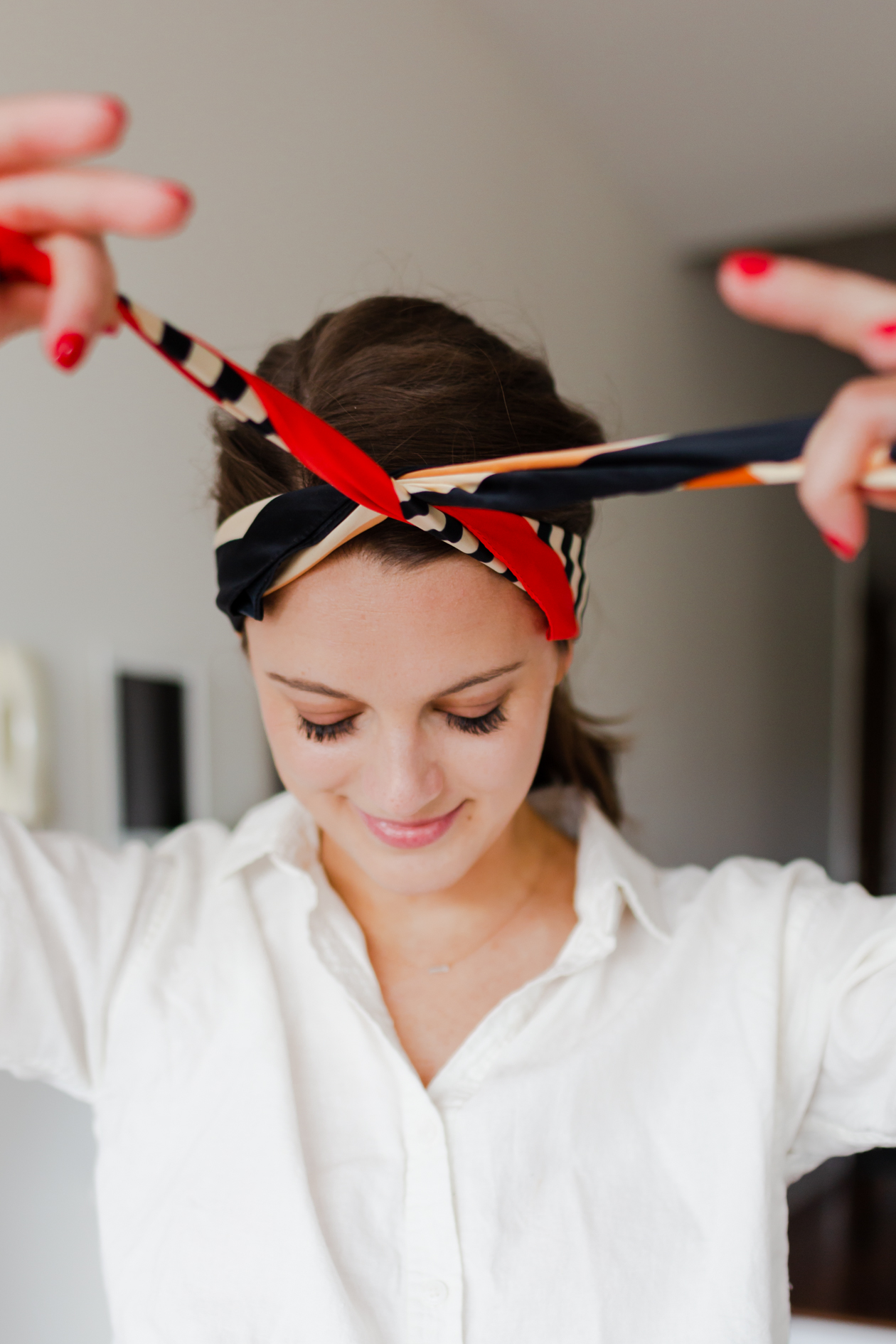 Tying a scarf on your head