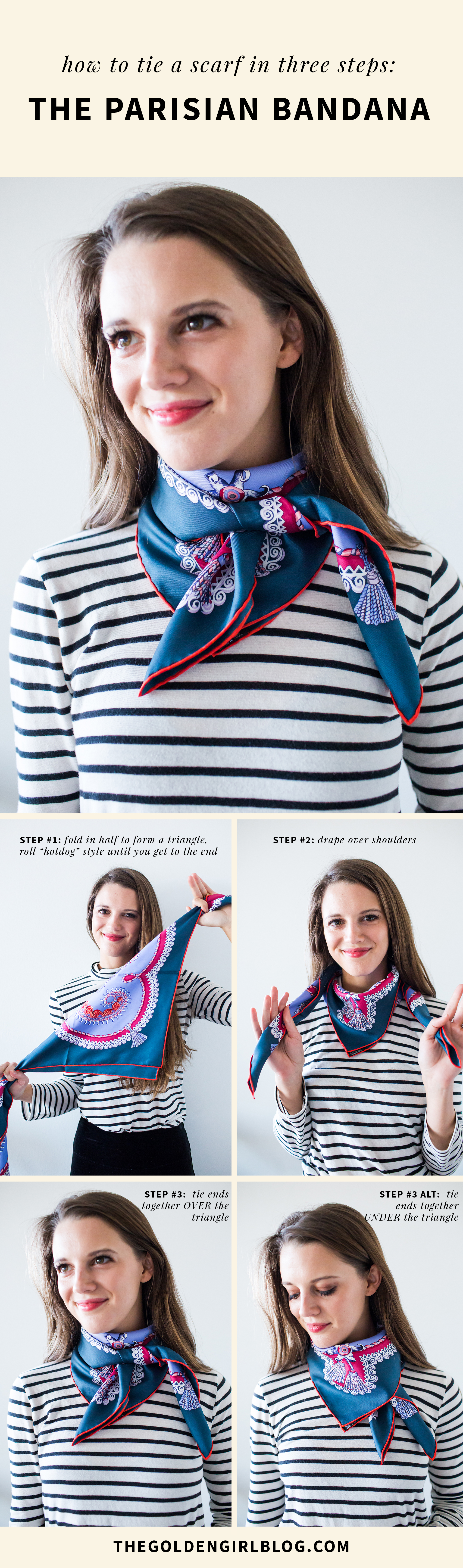 Two Ways to Tie a French Style Scarf - The Golden Girl Blog