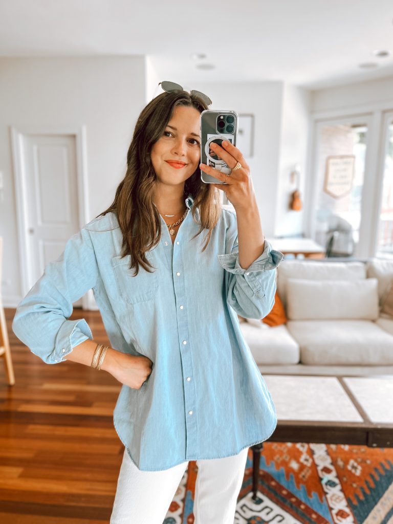 What to wear with an oversized denim shirt